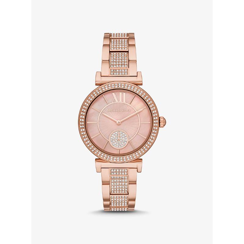 

Мини-часы Michael Kors Abbey с паве, покрытие из розового золота, модель MK4617 розового золота