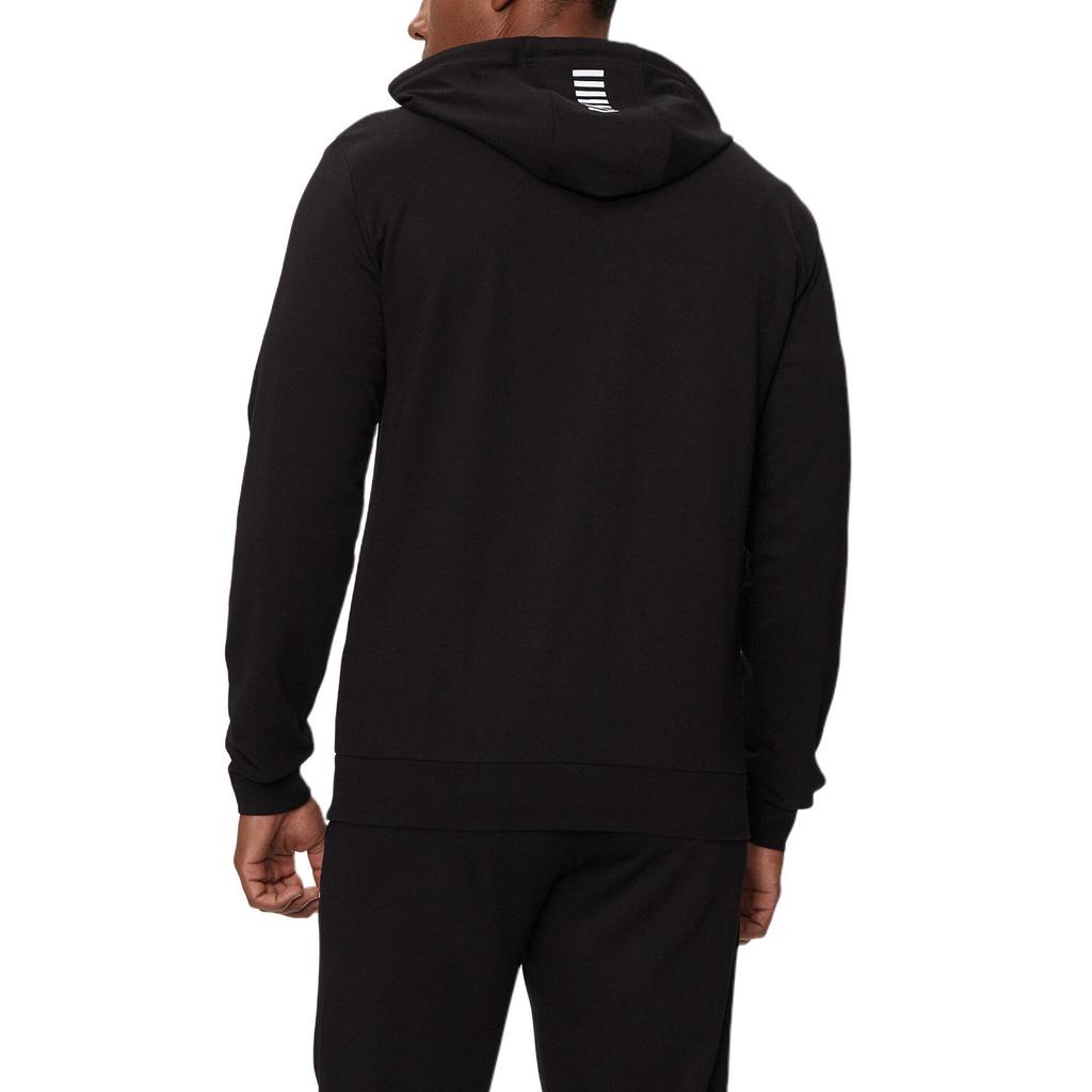 Emporio Armani EA7 FW24 Jednolita Bluza z Kapturem i Długim Rękawem z Nadrukiem Logo Męska bluza Czarny 8NPM32-PJVRZ-1200