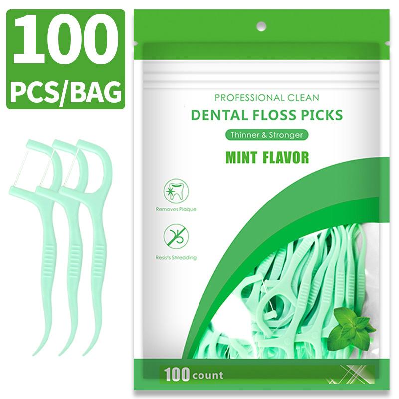 Portable Mint Dental Floss Picks 100/300Pcs Ultra-Fine with Auto Floss Box Economic Teeth Cleaning Tool for Travel Daily
