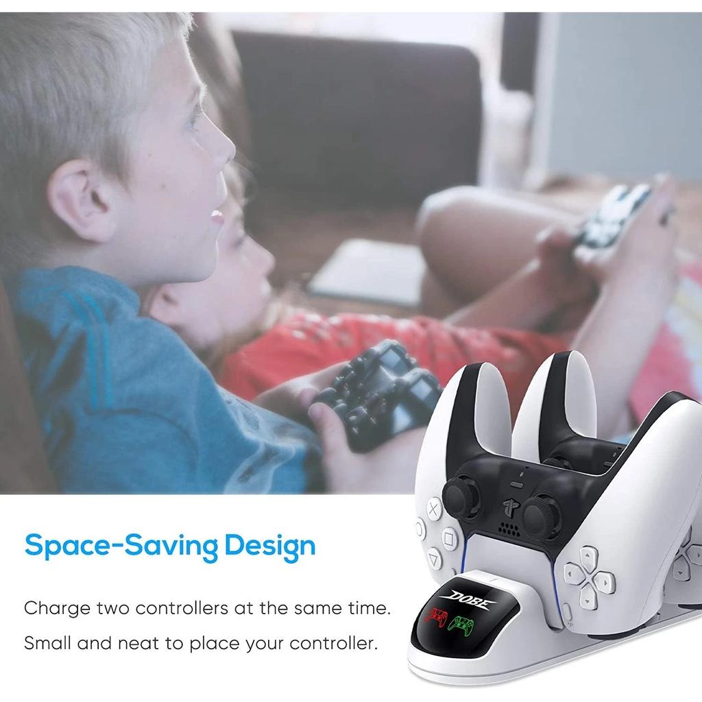 Dual USB Fast Charger for PS5 Dual Sense Controller, Playstation 5, Audio Charging Station, Wireless Controllers