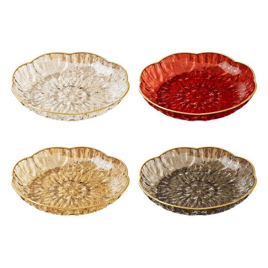 Clear Plastic Serving Bowl, Modern Fruit Bowl with Gold Rim, Multi-use Decorative Snack Bowl for Counter Home Decoration, Kitchen Dining Room Table
