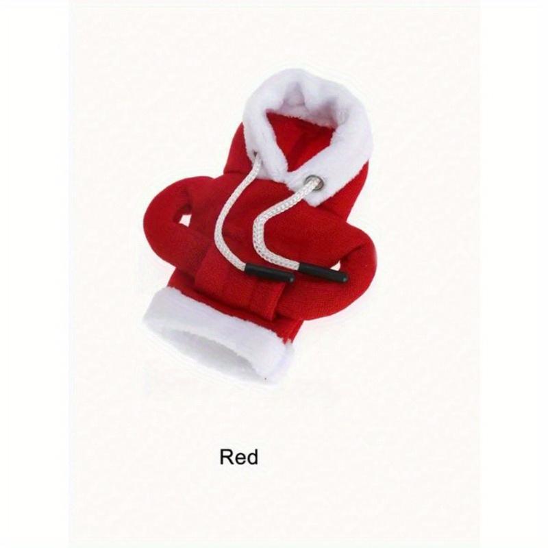1pc Red Santa Claus Car Gear Shift Knob Cover, Fashion Mini Hoodie Sweatshirt Fit For Car Gear Shift Knob