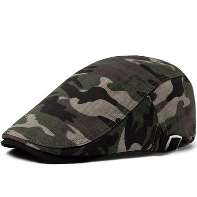 Baskenmütze Herren Sommer dünn Camouflage Baumwolle und Leinen Sonnenschutz atmungsaktive Kappe Damen Britischer Stil Outdoor Forward Hut