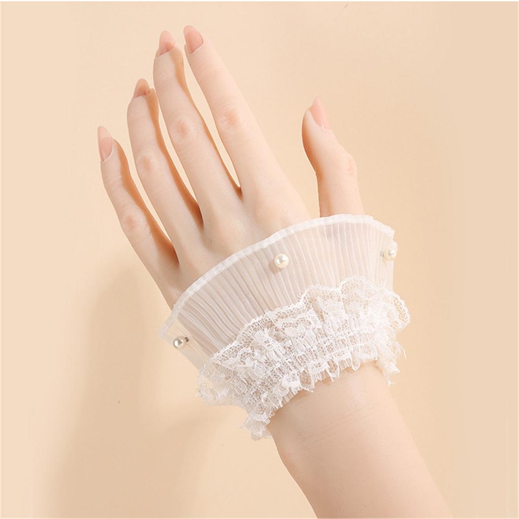 Ruffled Lace Trim Arm Sleeves for Dress Sweater Decorative Sleeves Armwear For Women Daily and Formal Event Outfit