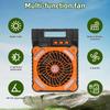 Solar Powered Fan for Camping Portable Rechargeable for Gazebo with LED Light & Timer 4 Speed Cordless Battery Powered for Outdoor Stay Cooling Orange