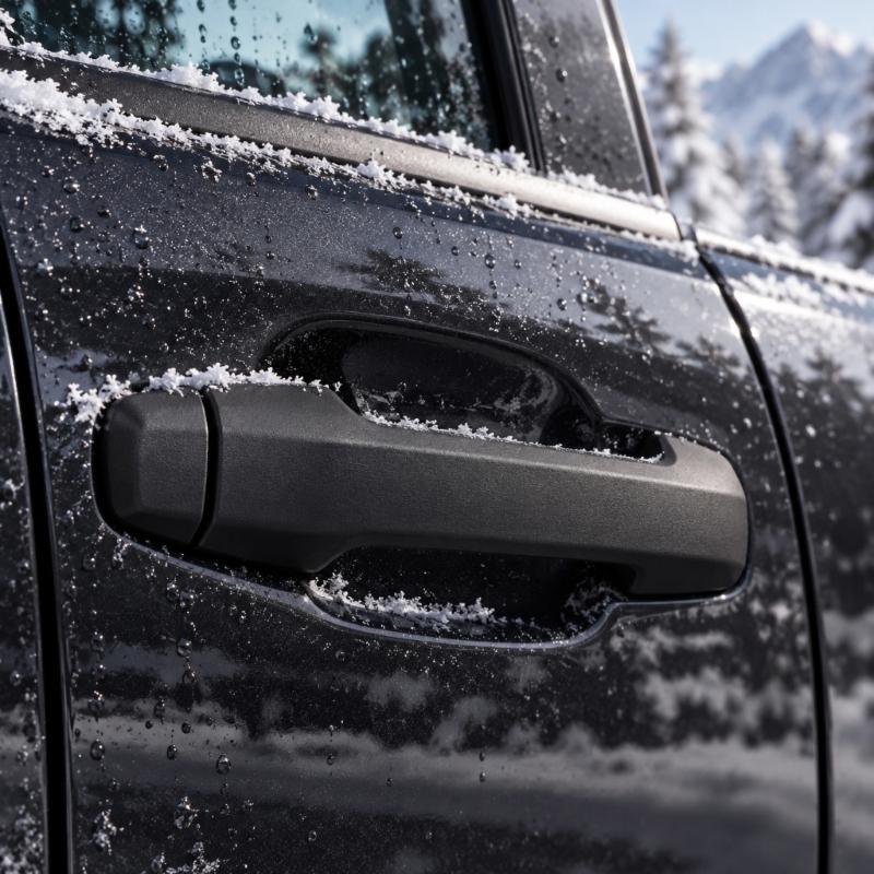 Black Exterior Door Handle with Separate Small Cover, Solid Front Face, Rear Clip Structure, and Part Number 69217-0C030 69210-0C010 for Replacement