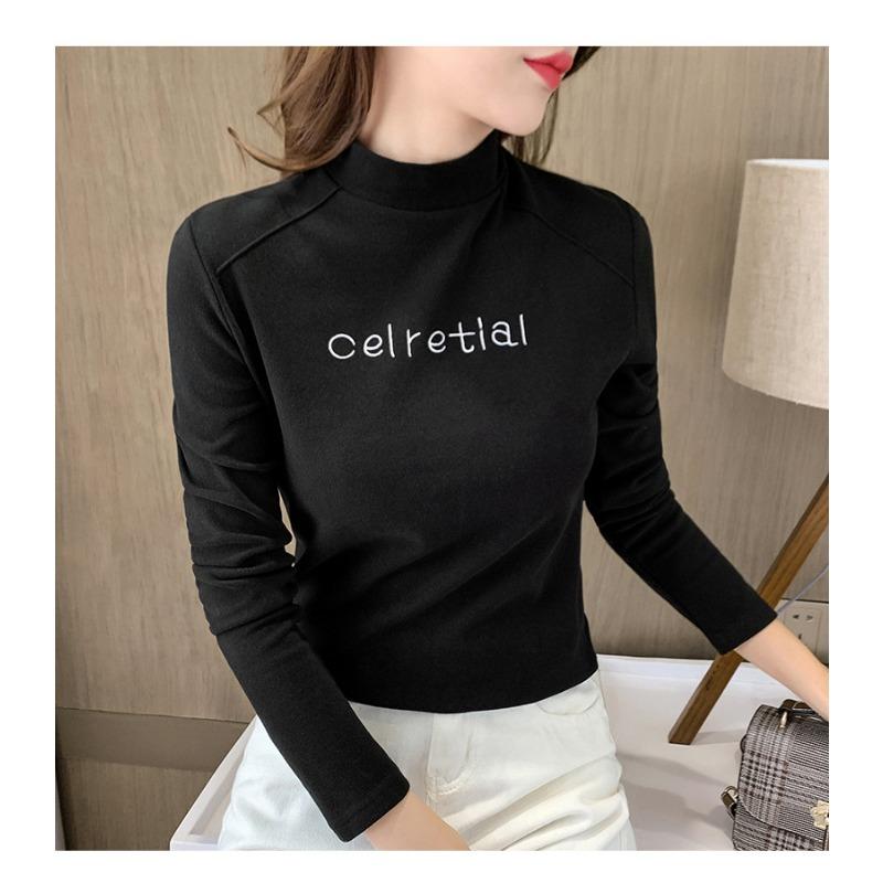 Half High Collar Undershirt Long Sleeved T-shirt Women's Top