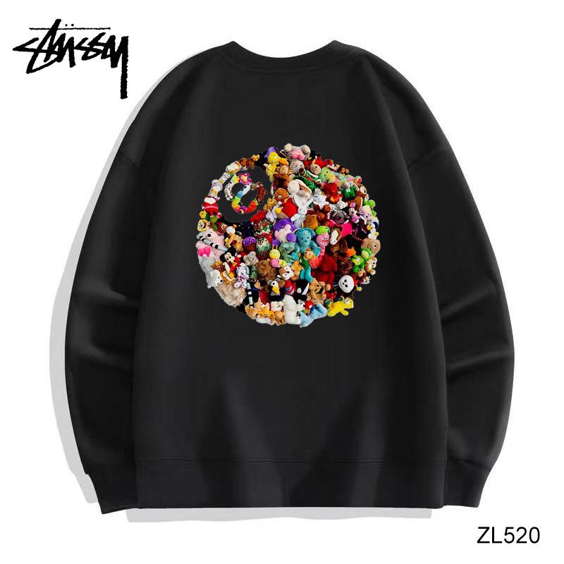 

Stussy зимний высококачественный хлопковый флисовый теплый свитер с круглым вырезом Stussy Doll 8 бильярдный принт свитер для пары