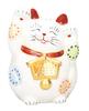 Kutani Ware Iwataya 4.5 Size Votive Picture Tablet, Beckoning Cat, White, K9-1624