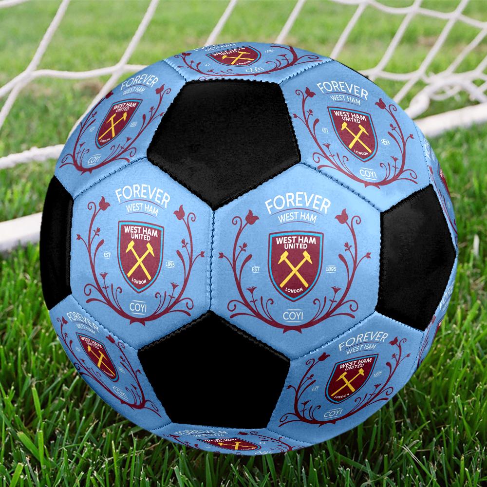 West Ham United Football Indoor Soccer Ball Colorful Machine Stitched PVC Size 5 Team Training Competition Ready Durable High-Bounce Cool Sports Gift