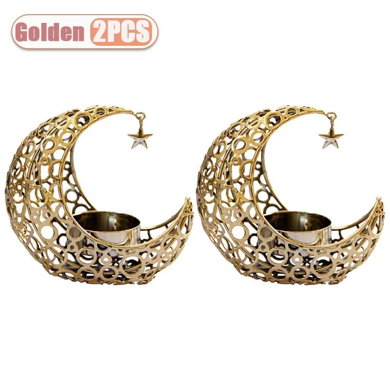 1-4PC Metal Crescent Moon Candle Holder Ramadan Eid Candelabra for Modern Home Decor Wedding Party Table Centerpiece Decorations