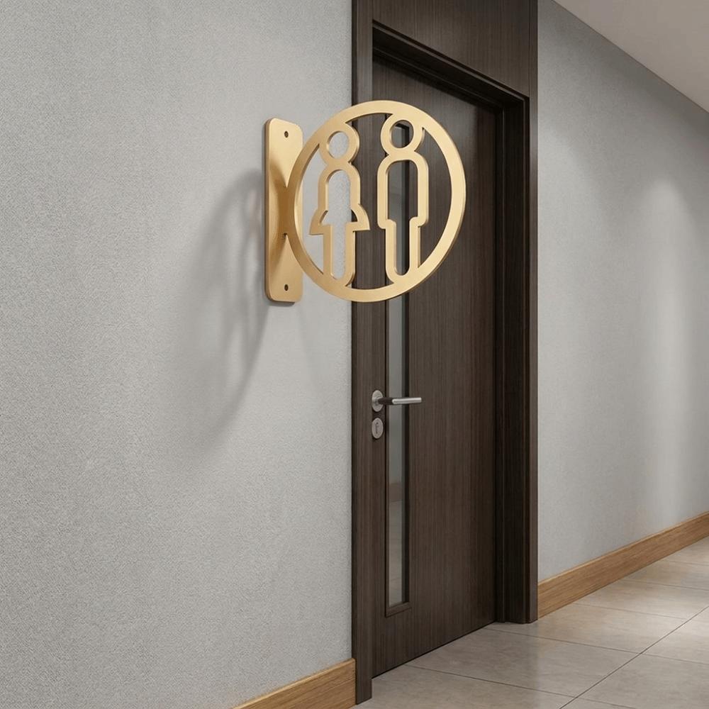 2D Flat Acrylic Bathroom Sign Detachable Double-Sided Washroom Door Sign Easy To Install Minimalist Restroom Guide