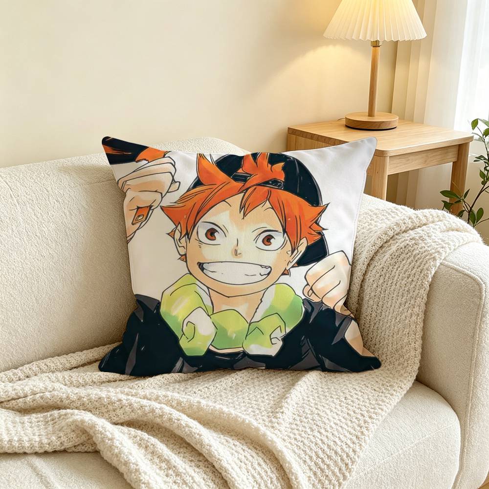 Anime H-Haikyuu Shoyo Hinata Square Double-Sided printed Pillow Case Bedroom Bedside Pillow Sofa Cushion Cover