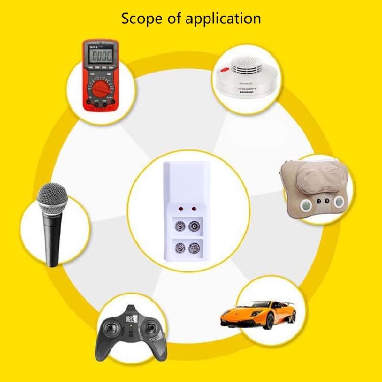 Battery Charger 2-slot Charging Station Independent Fast Charging Adapter for 9V NiMH/NiCd Rechargeable Battery