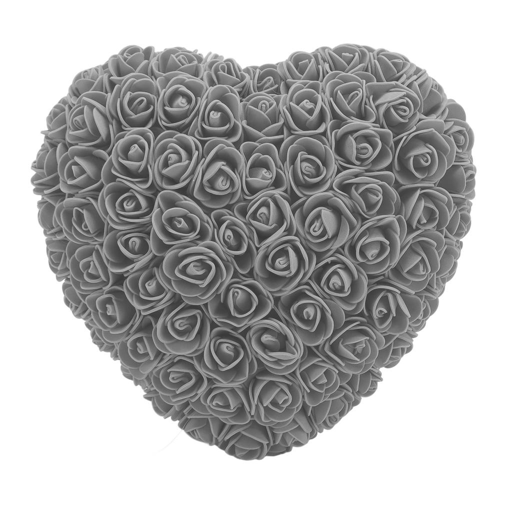 Foam Fake Roses Handcrafted Romantic Decorative Heart Shape Artificial Roses with String Light for Bedroom Wedding Gray