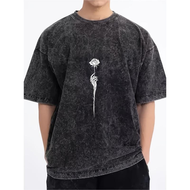 

Men S Heavyweight Washed Retro Loose Crew Neck Shirt | Suitable for Party Outfits, Daily Casual Wear, Summer Clothing, Loose Fit, Outdoor 5XL