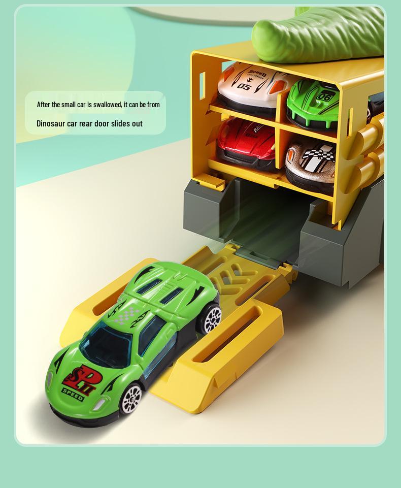 Cross-Border Dinosaur Pull-Back Car: Alloy Toy with Storage Map for Boys