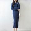 Women Sweater Dress 100% Wool MODERN NEW SAGA O-neck Knit Long Pullover Winter Jumpers Wool Long Dress Female