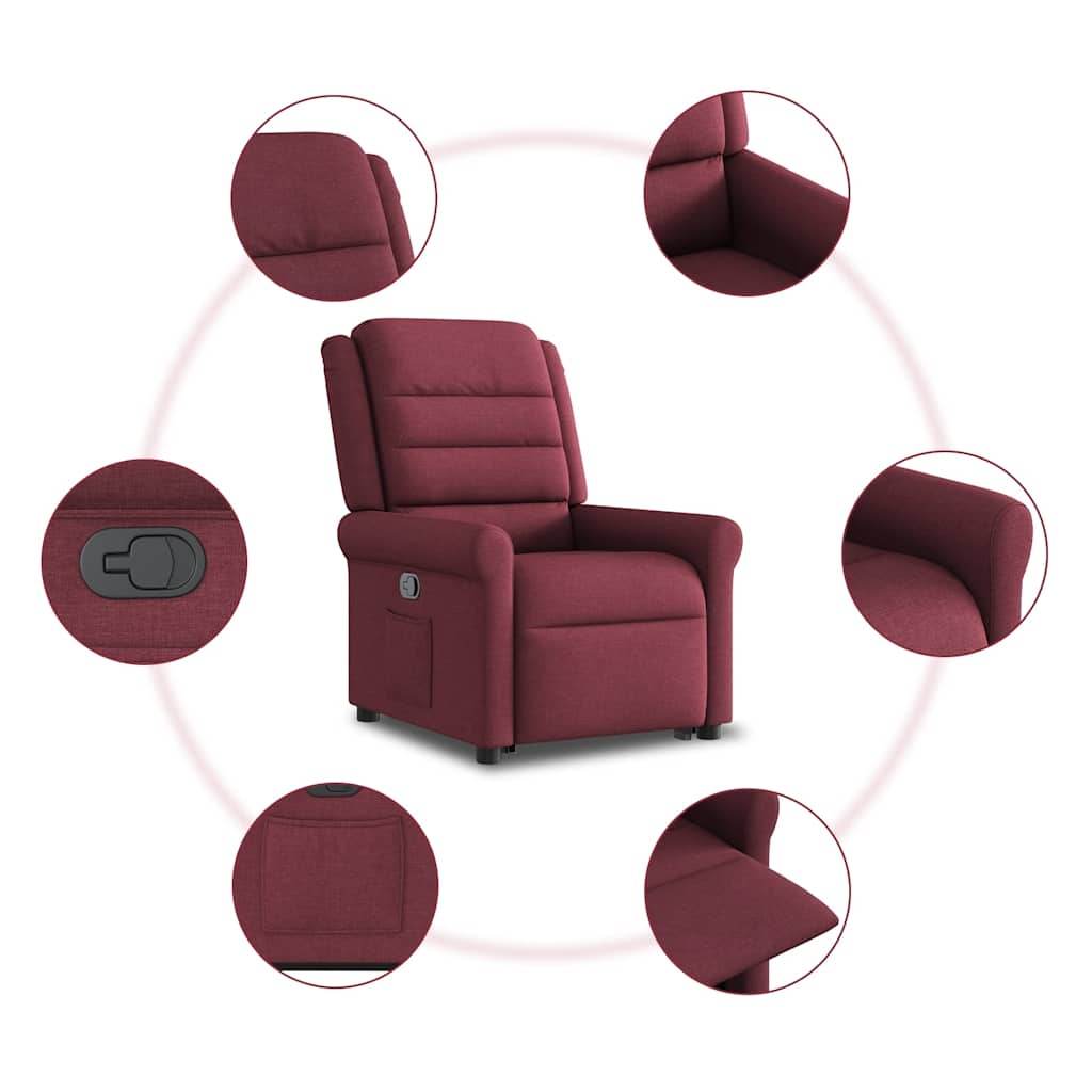 Recliner Chair with Lift Assist Wine Red Fabric