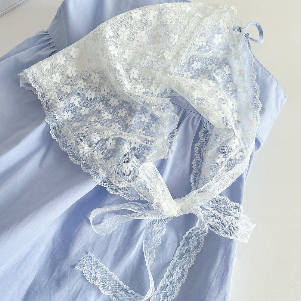 French Solid Color Lace Headscarf Spring and Summer Travel Versatile Sweet Cute Pastoral Style Triangular Hair Scarf for Women