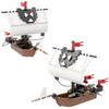 Assemble Small Particle Building Block Drifting Raft Pirate Gunboat Port Scene Tabletop Ornament