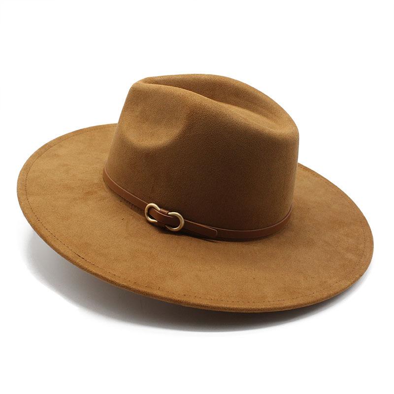 Suede Top Hat For Men And Women Couple Solid Color Wide-Brimmed Jazz Hat Wedding Hat