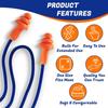 50 Pair Reusable Silicone Ear Plugs with Cord Individually Wrapped Hearing Protection Noise Cancelling Earplugs for Work Sleep