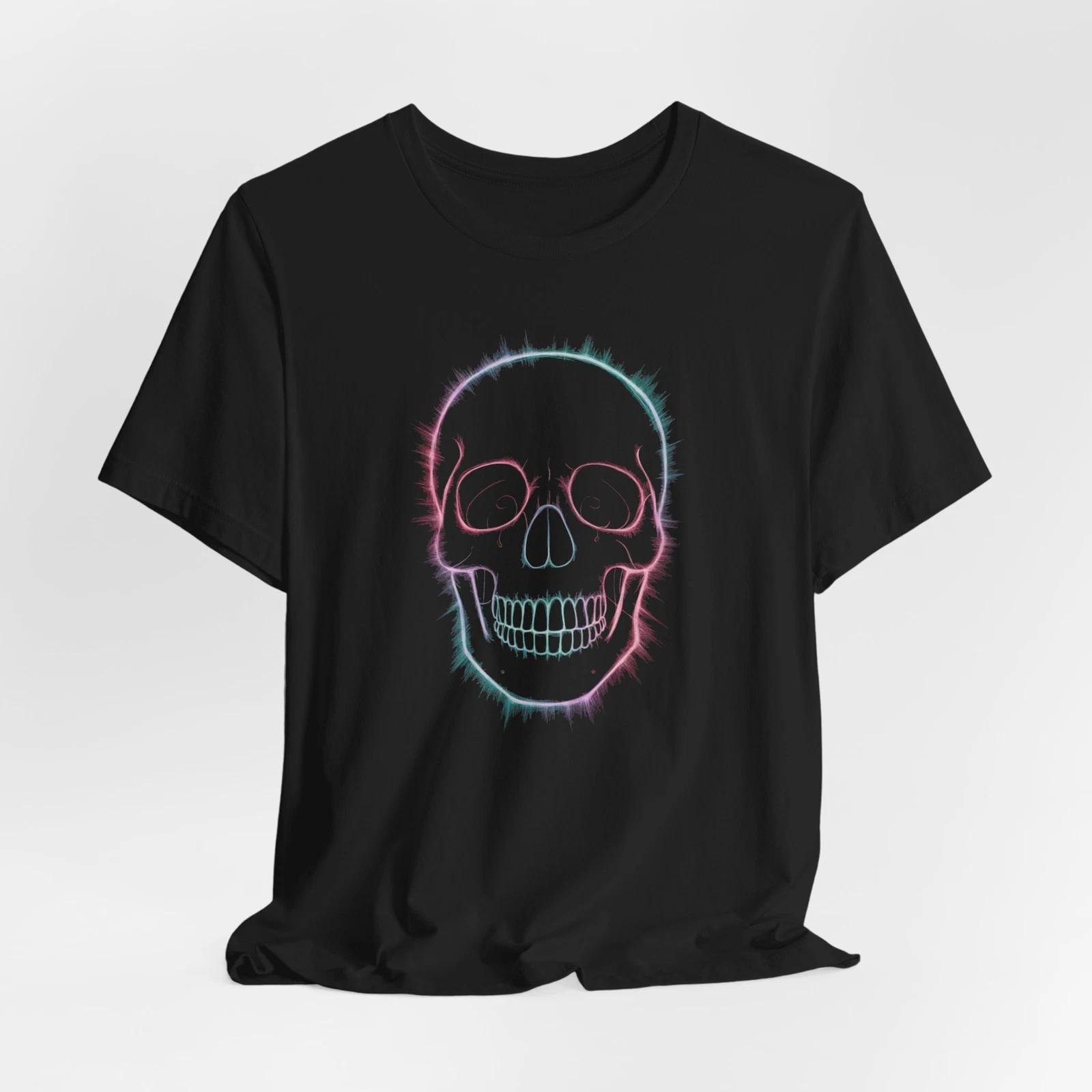Radiant Skull Art Tee Unique Gift for Art Lovers, Skull Shirt for Halloween XL