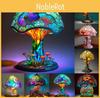 Colorful Resin Flower Mushroom Table Lamp Home Bedroom Decoration Powered Usb