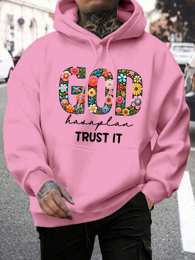 God Trust It Prints Hooded Man Fashion Casual Hoodies Simple Loose Sweatshirts Autumn Street Fleece Tracksuit