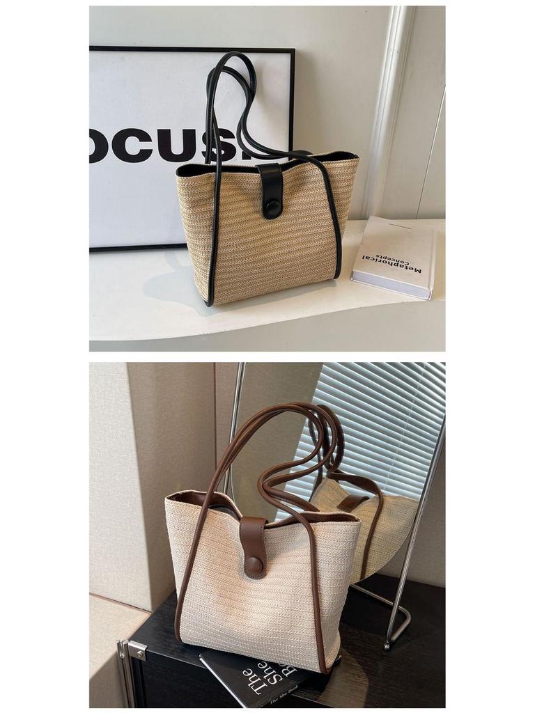 2025 Spring/Summer Women's Large Capacity Straw Woven Tote: Fashionable & Versatile Commuter Handbag