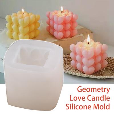 Liebesherz 3D Silikon Kerzenform Herzförmige Kerzenherstellung Schokolade Seife Harzform DIY Aromatherapie Würfel Soja Aroma Wachsform
