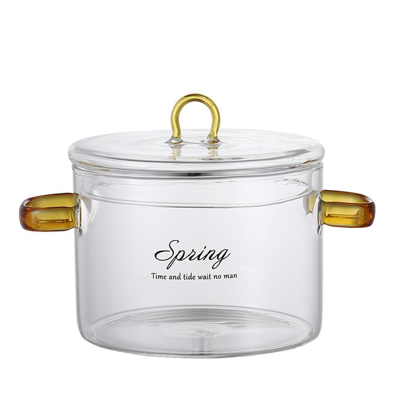 1500ML Glass Simmer Pot Transparent Gradient Glass Saucepan Household Heat-resistant Pot For Pasta Noodles Soup