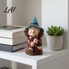 Halloween Party Decoration Witch On Broomstick Resin Figurine Gnome Statue with Wizard Hat Classic Collectible Vintage Spooky Decor for Shelf