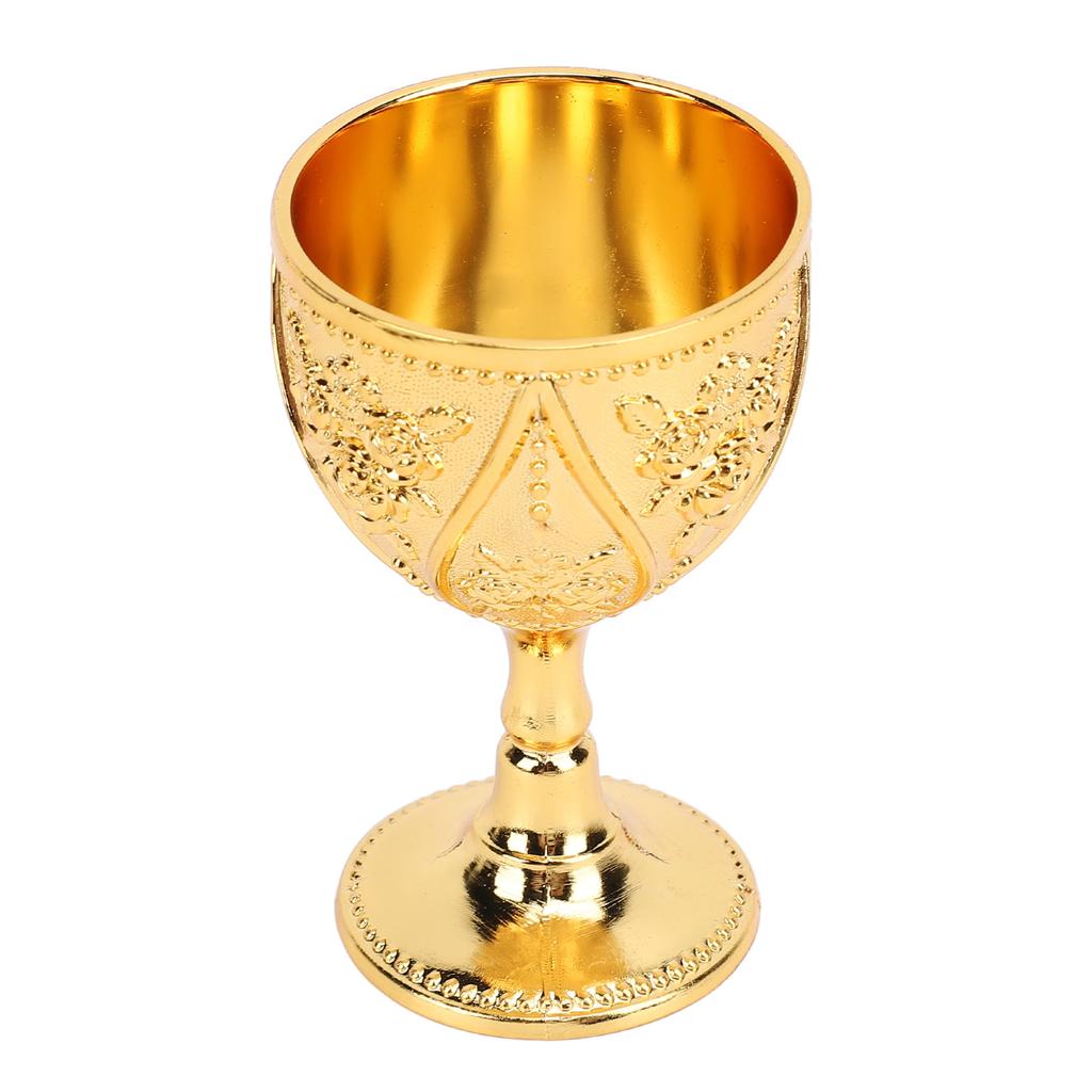 30ml Metal Wine Glass Carved Rose Embossed Goblet Ornament for Home Bar Travel Wedding Party