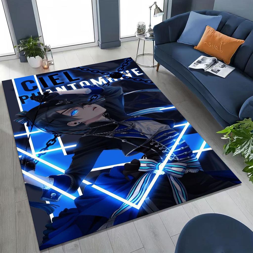 Anime Black Butler Sebastian Ciel Cartoon Cartoon Rug for Bedroom Living Room Sofa Home Doormat Decor,Kids Non-slip Floor Mat