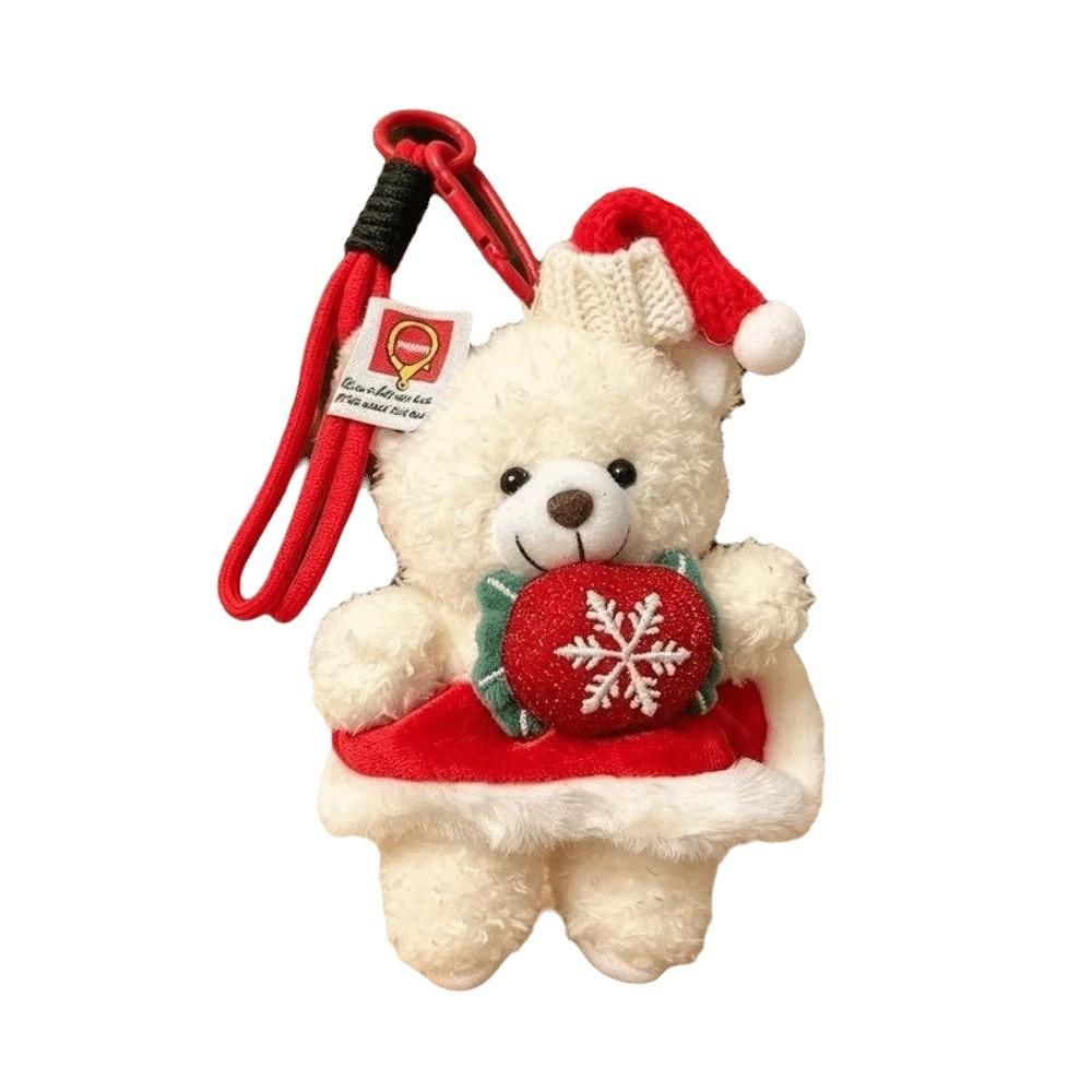 Santa Hat Plush Toy Pendant Cute Dress Xmas Bag Charm Christmas Bear Keychain Stocking Stuffers