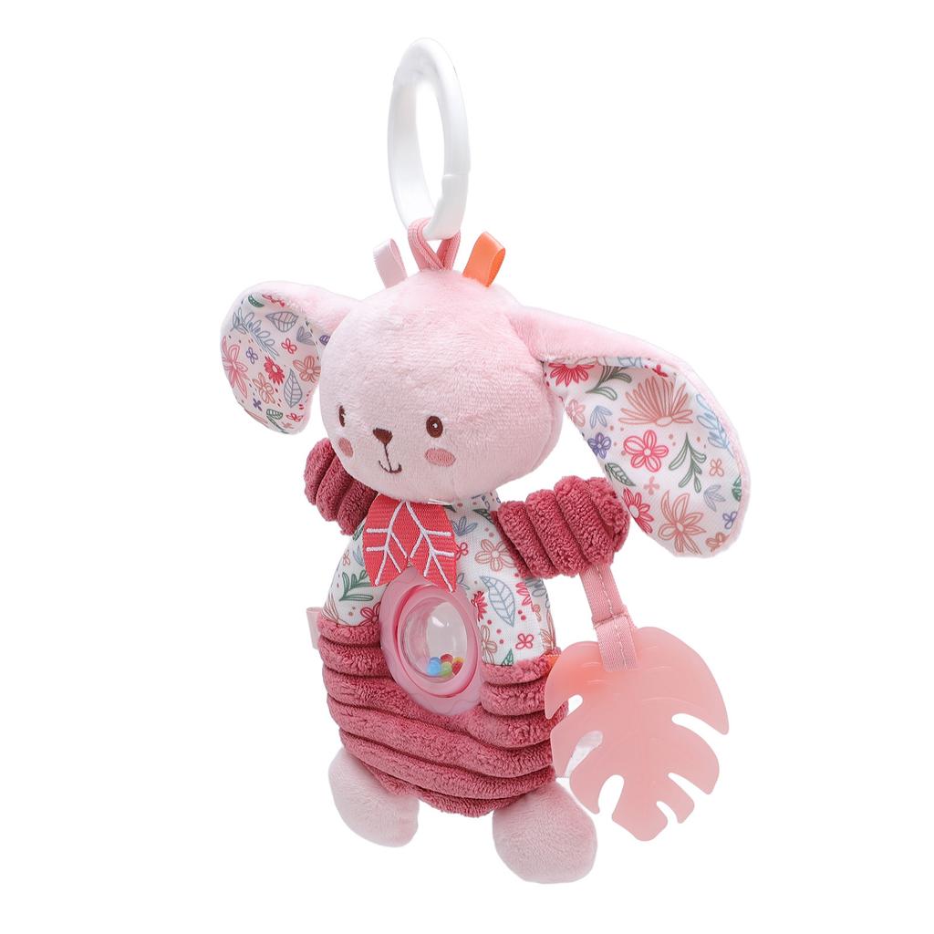 Pink Baby Plush Hanging Toy Cute Cartoon Portable Stroller Activity Toy for Baby Cribs and Cars