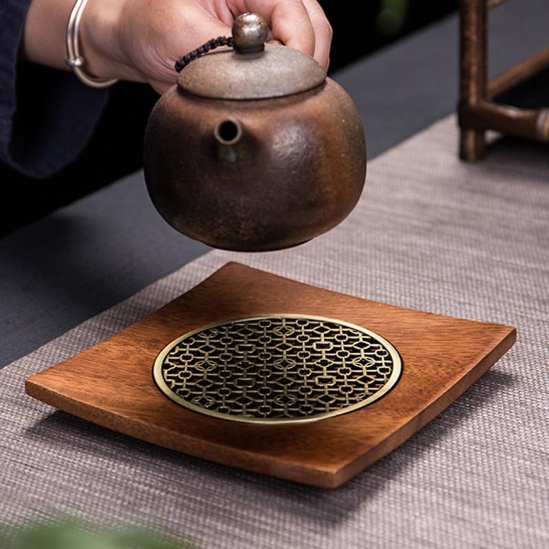 Wooden Wave Tea Pot Mat Insulated Teacup Holder Tea Ceremony Accessories Purple Sand Pot Cup Mat Table Mat Tea Saucer