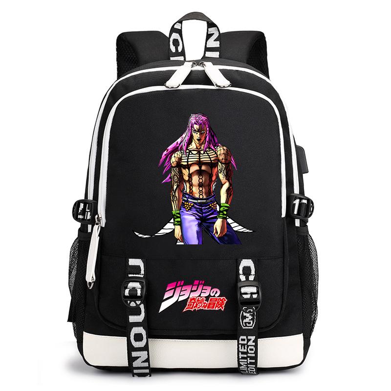 Anime JoJo Print Lightweight Student Backpack Casual Daypack for Teen Kids Junior School Bag