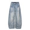 Womens Baggy Wide Leg Jeans Streetwear Distressed Rhinestone Denim Pants Slimming Flared Trousers