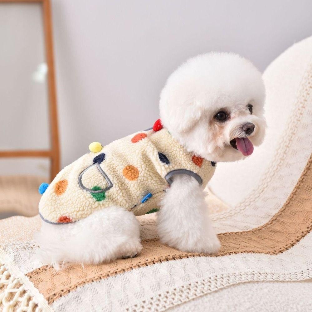 Puppy Apparel Warm Dog Hoodie Soft Sleeveless Pet Vest Fleece Dots Pattern Dog Coats Autumn Winter