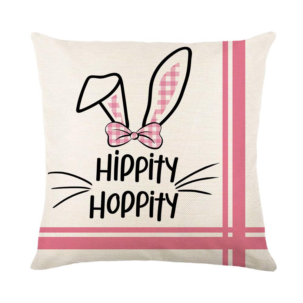 Cartoon Black and White Check Rabbit Print Pillow Cover Home Living Room Cushion Cover Pillow Cover
