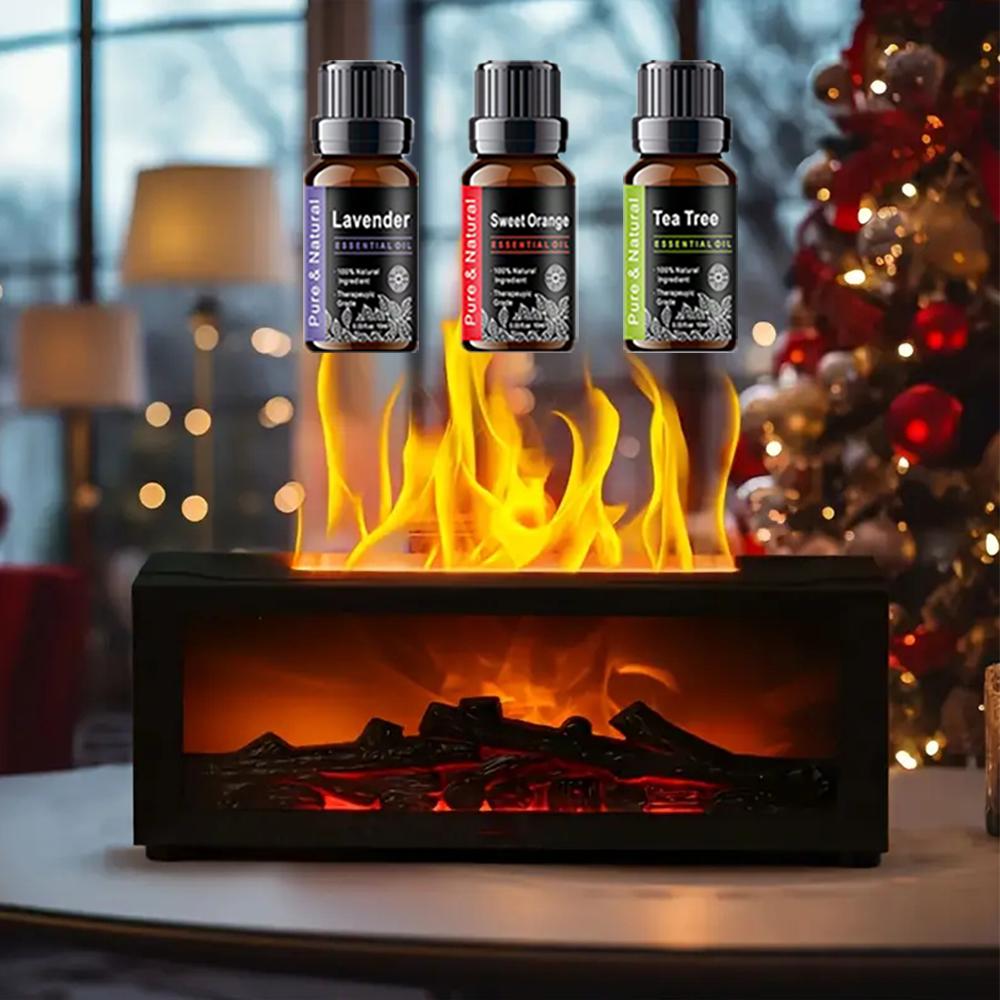 300ml Essential Oil Diffuser with Colorful Flame, Aromatherapy Machine, Air Humidifier, Auto-Off, Timer & Remote Control for Hom