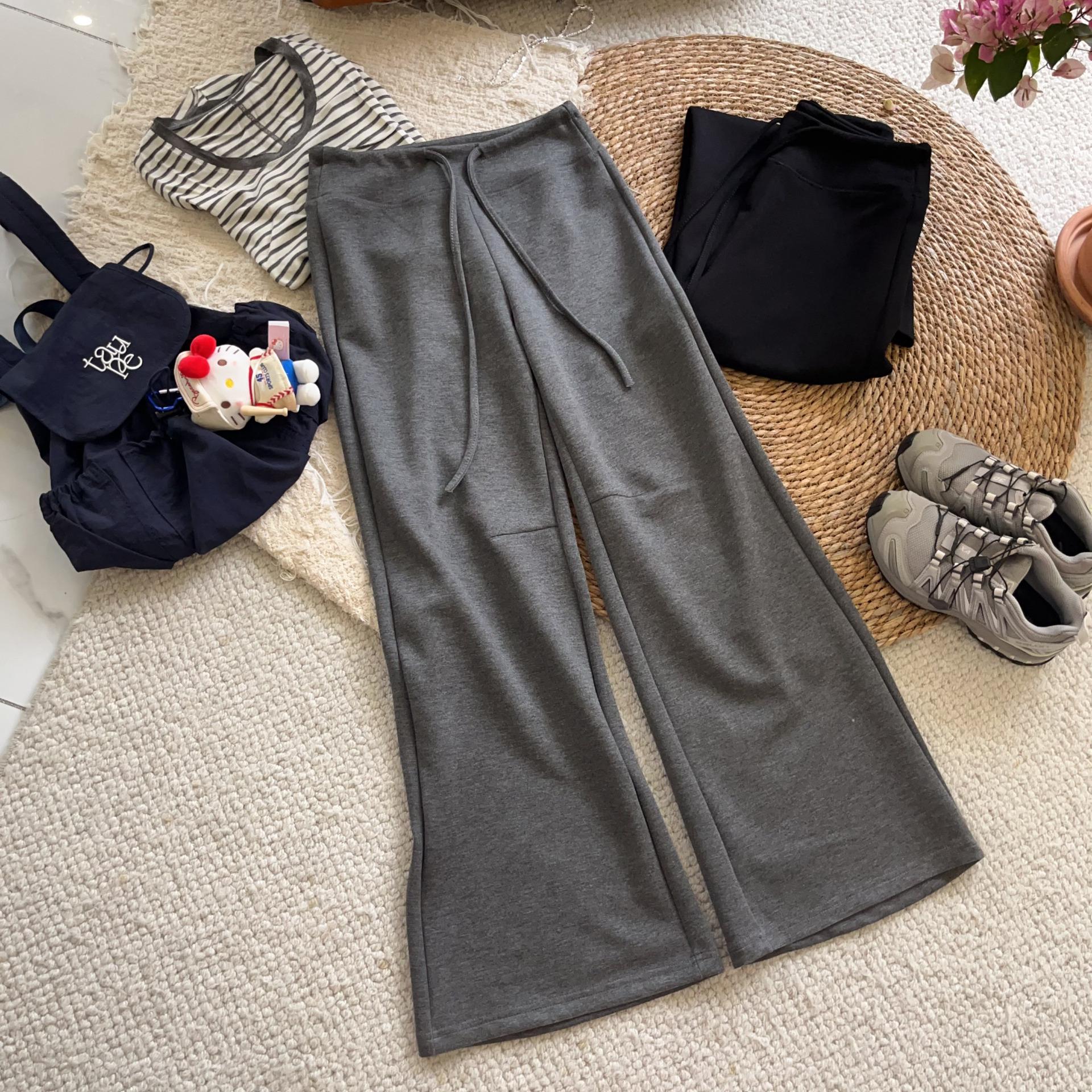 

Women s Slimming High-Waisted Dark Grey Micro-Flare Pants – Elegant, Versatile, and Comfortable for Spring. M серый