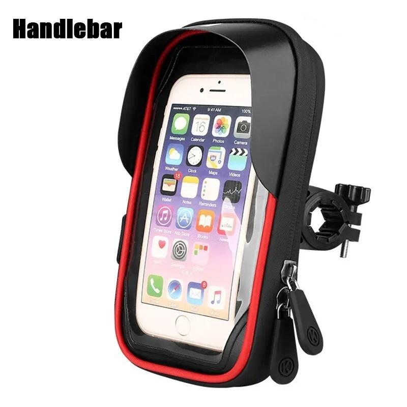 Waterproof Rainproof Bicycle Phone Holder Stand Motorcycle Handlebar Mount Bag Case Bike Scooter 6.4 Inch Cell Phone Bracket