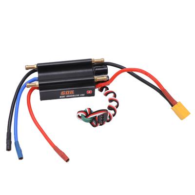 60A Fırçasız Elektronik Hız Kontrol Cihazı XT60 Fişli BEC Anahtarlı Su Geçirmez RC Tekne ESC Siyah