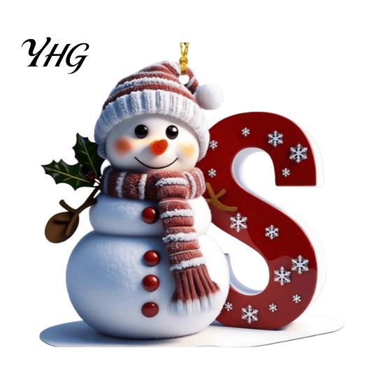 Acrylic Holiday Keepsake Gifts 2D Snowman Christmas Ornaments, Personalized Letter Ornaments for Tree, Unique Souvenirs Initial Ornament, Ornament DIY