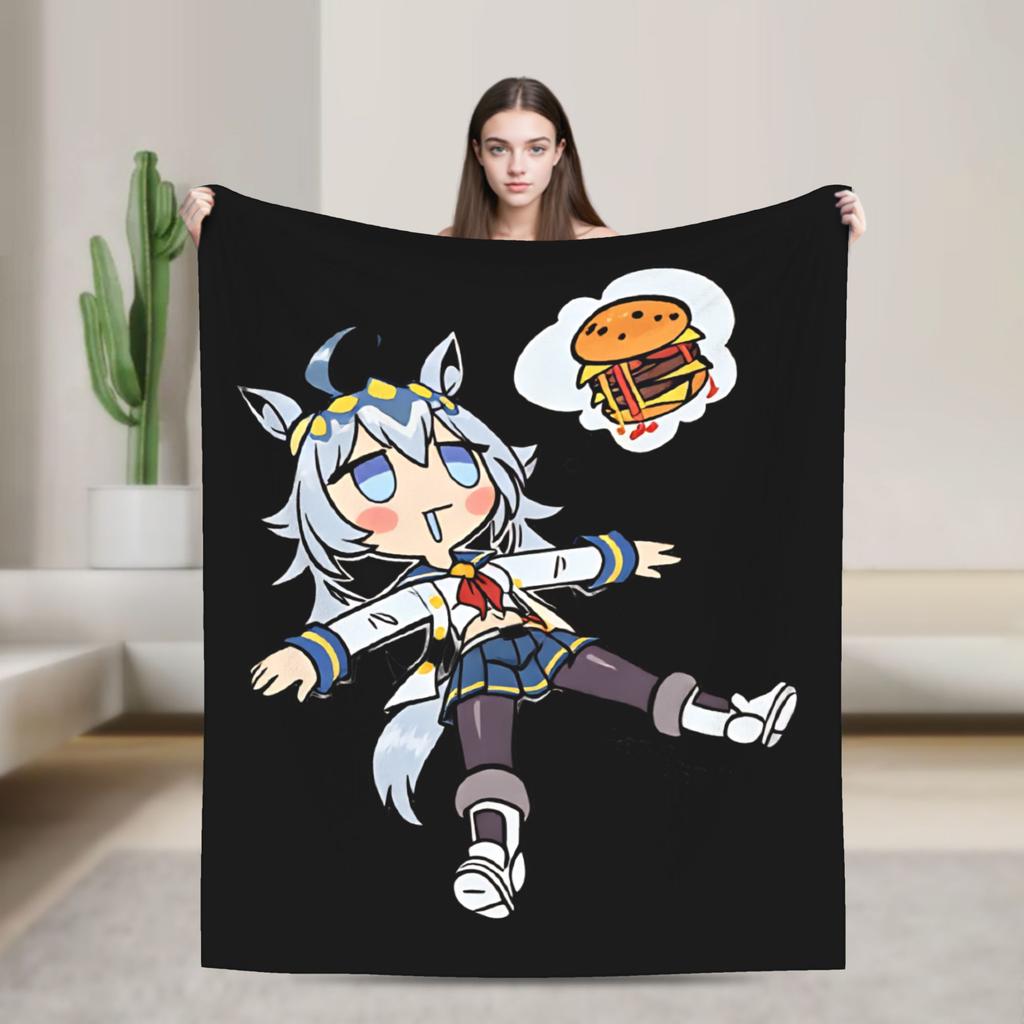 Soft BlanketKids Decorative Oguri Cap Uma Musume Bedding Throws Flannel Bedspread For Couch Chair Aesthetic Sofa Bed Cover