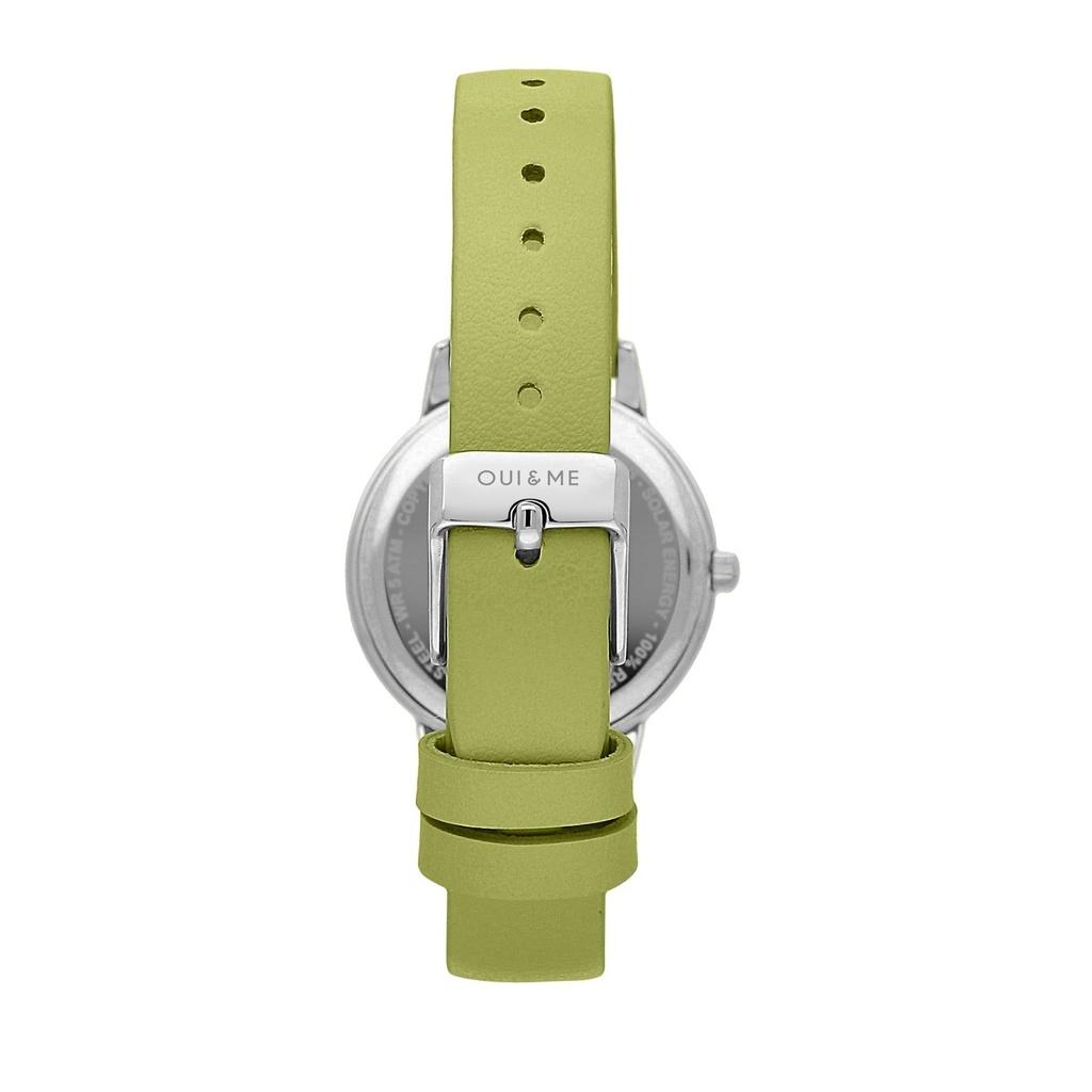 Oui & Me Fleurette Green Leather Strap White Dial Quartz ME010379 Women's Watch
